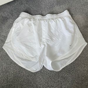 All white dri-fit nike running shorts